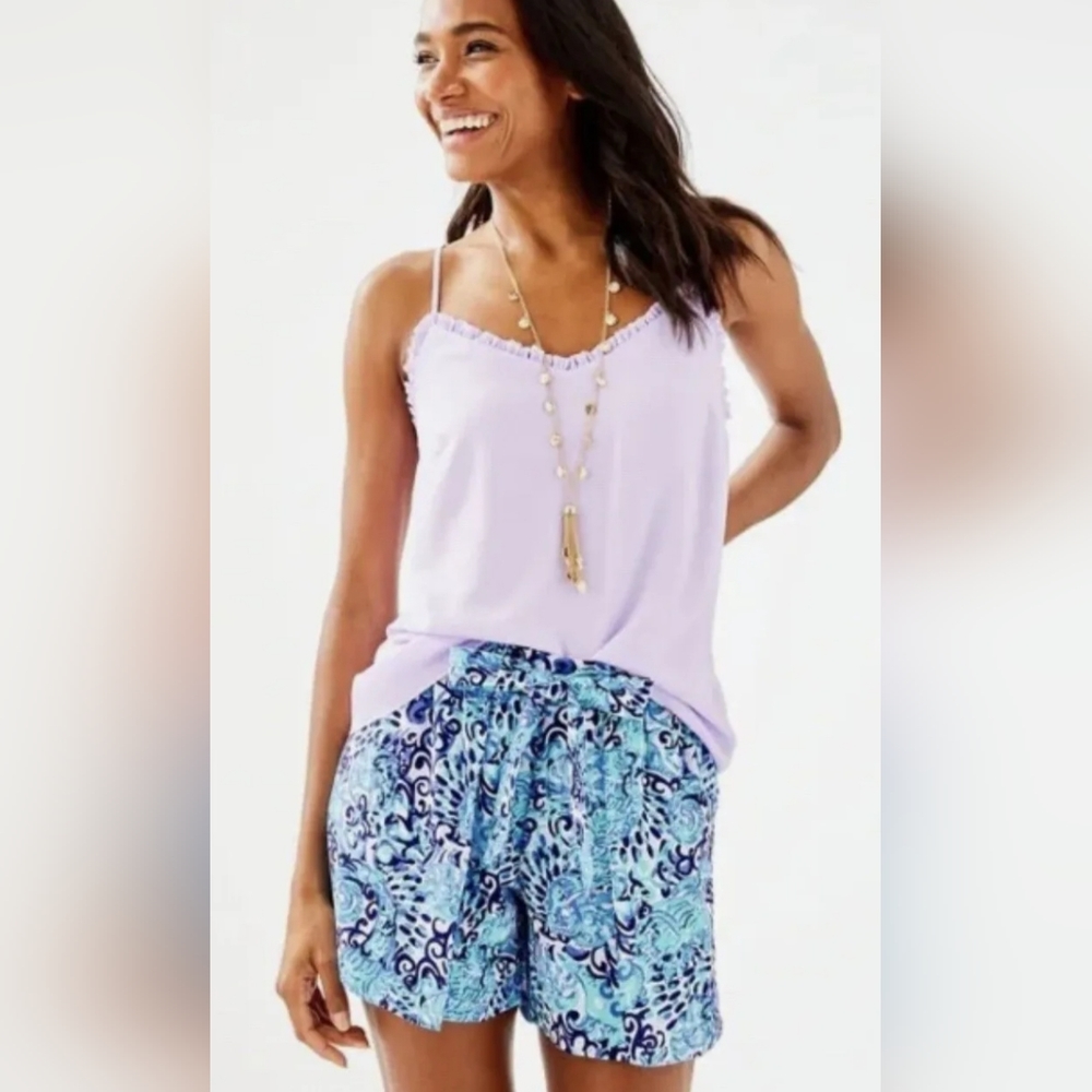 Lilly Pulitzer Lilac Ruffle Chiffon Crrpe Tank Top Camisole XXS